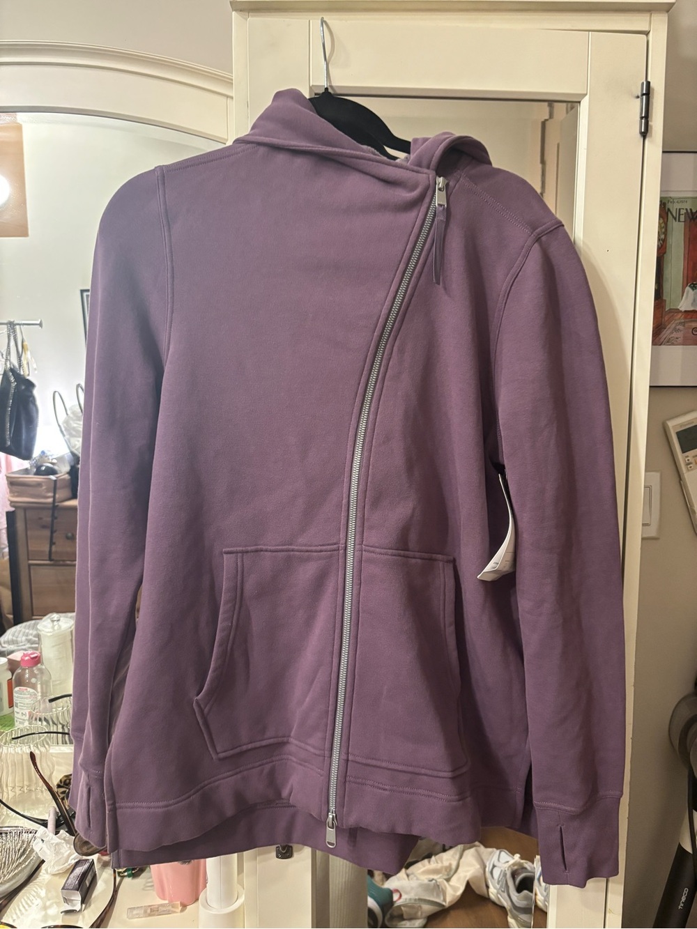 BRAND NEW Athleta Lavender Asymmetrical Zip-Up Sweatshirt / Hoodie